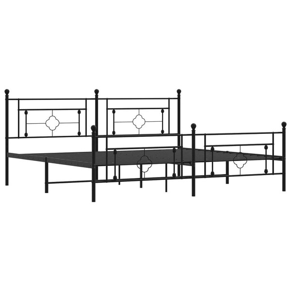 Metal Bed Frame without Mattress with Footboard Black 76"x79.9 A949-374363