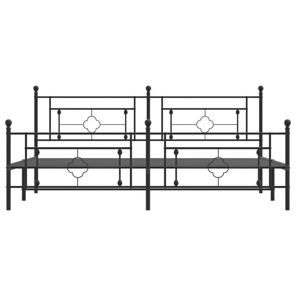 Metal Bed Frame without Mattress with Footboard Black 76"x79.9 A949-374363