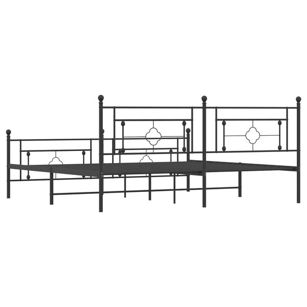 Metal Bed Frame without Mattress with Footboard Black 76"x79.9 A949-374363