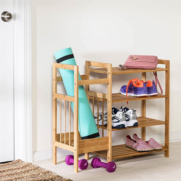 2-Shelf Entryway Shoe Rack Bench with Bla2-in-1 Entryway 4-Shelf Bamboo Shoe Rack and Umbrella Hold Q280-EPSRUS5064193