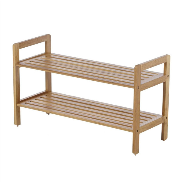 Modern Bamboo 2-Shelf Shoe Rack - Holds up to 8-Pair of Shoes Q280-BTSRFSH38139517
