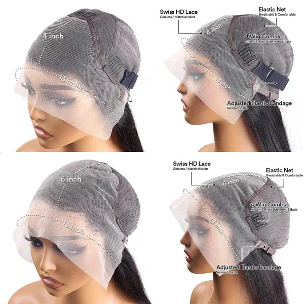 Ships From: CHINA, Stretched Length: 10inches, Density: 100%, Lace Size: 13x4 - Body wave hd transp F640-12000044725941931