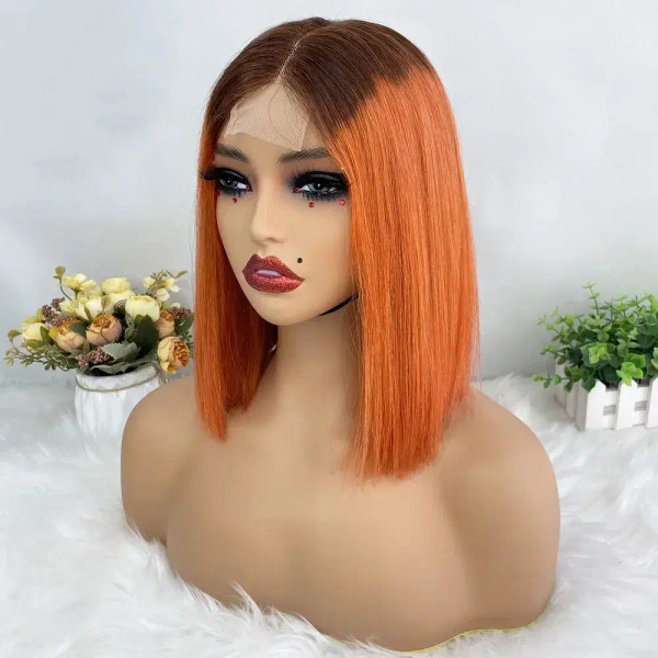Hair Color: #12, Stretched Length: 8inches, Density: 100% - Vietnamese Double Drawn Straight Short  F640-12000043251077245