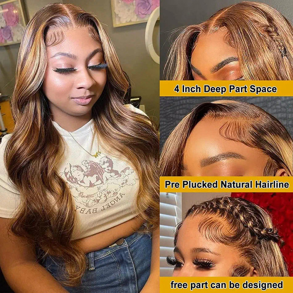 Stretched Length: 32inches, Hair Color: #16, Density: 180%, Ships From: CHINA - Highlight Wig Human F640-12000044839828932