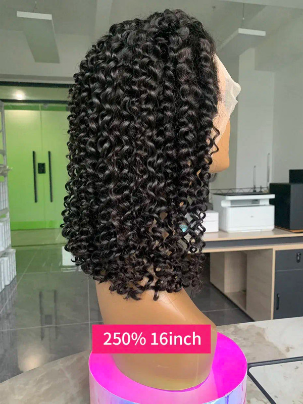 Hair Color: Natural Color, Ships From: CHINA, Stretched Length: 12INCHES, Density: 250% - Curly Wig F640-12000043811094769