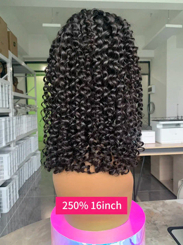Hair Color: Natural Color, Ships From: CHINA, Stretched Length: 12INCHES, Density: 250% - Curly Wig F640-12000043811094769