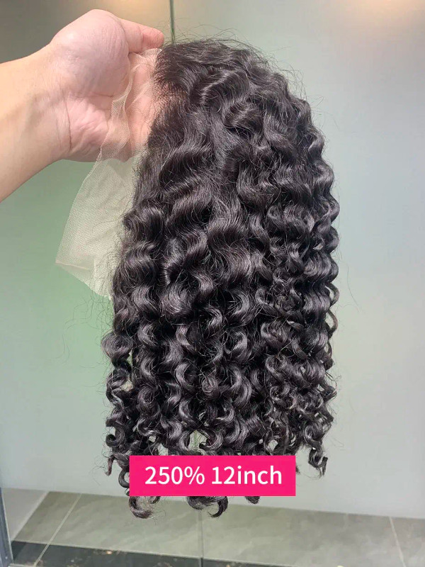 Hair Color: Natural Color, Ships From: CHINA, Stretched Length: 12INCHES, Density: 250% - Curly Wig F640-12000043811094769
