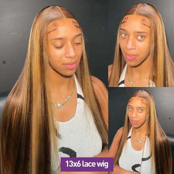 Stretched Length: 34inches, Hair Color: #6, Density: 180%, Ships From: CHINA - Highlight Wig Human  F640-12000045792921170