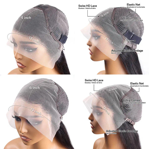 Stretched Length: 34inches, Hair Color: #6, Density: 180%, Ships From: CHINA - Highlight Wig Human  F640-12000045792921170