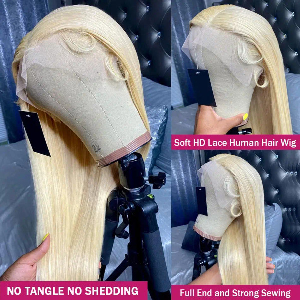 Color: #144, Ships From: CHINA, Stretched Length: 32inches, Density: 150% - 613 Blonde Lace Front W F640-12000045208299782