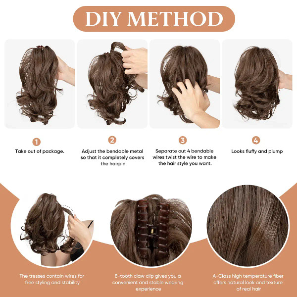 Color: 1B/30HL, Bulk Buy: 1pc - Synthetic Diy Claw Clip In Ponytail Hair Extensions Hairpiece Hair  F640-12000035876376137