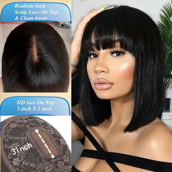Stretched Length: 22INCHES, Hair Color: #1, Density: 180%, Ships From: CHINA - Wiggogo 3X1 Middle P F640-12000045834115555