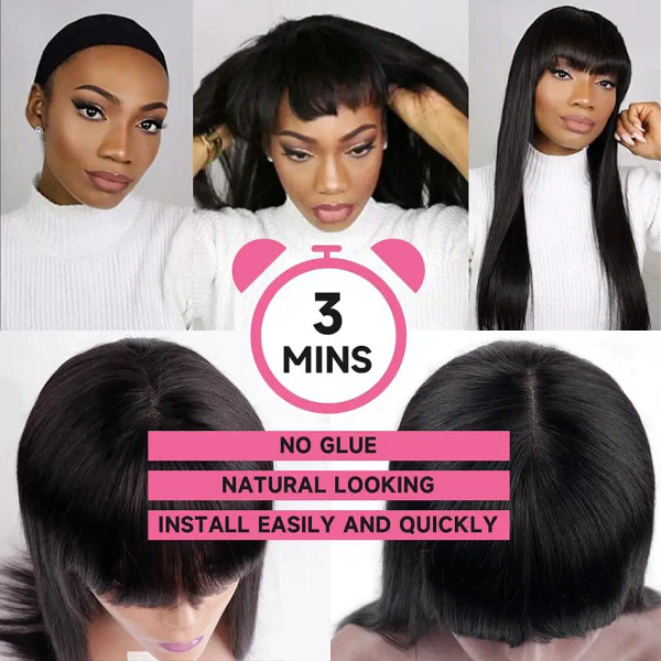 Stretched Length: 22INCHES, Hair Color: #1, Density: 180%, Ships From: CHINA - Wiggogo 3X1 Middle P F640-12000045834115555