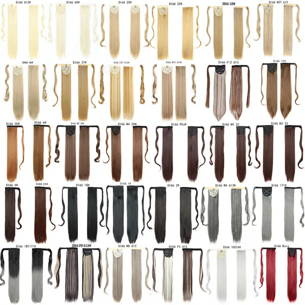 Color: #99J - LINWAN Synthetic Long Straight Wrap Around Clip In Ponytail Hair Extension Heat Reist F640-12000034466271156