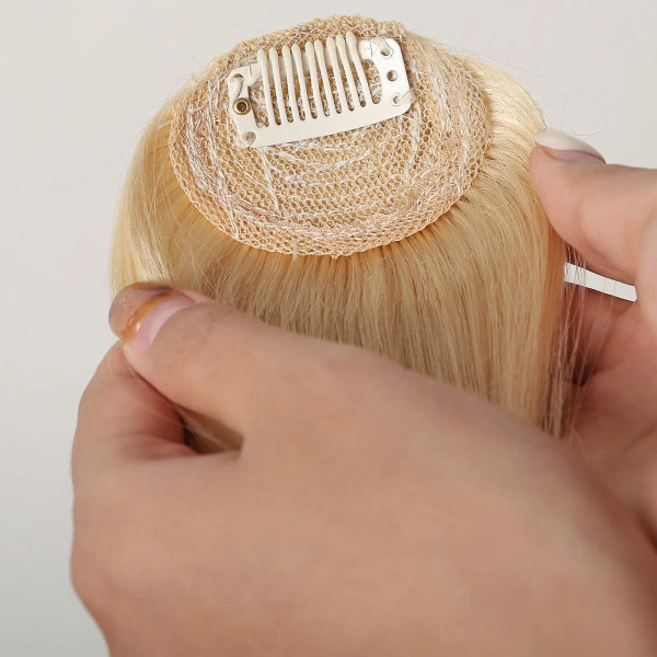 Color: #1, Bang Type: Blunt Bangs - 100% Human Hair Bangs Clips in Air Fringe Bangs Hairpiece for W F640-12000039296625522