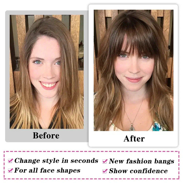 Color: #1, Bang Type: Blunt Bangs - 100% Human Hair Bangs Clips in Air Fringe Bangs Hairpiece for W F640-12000039296625522