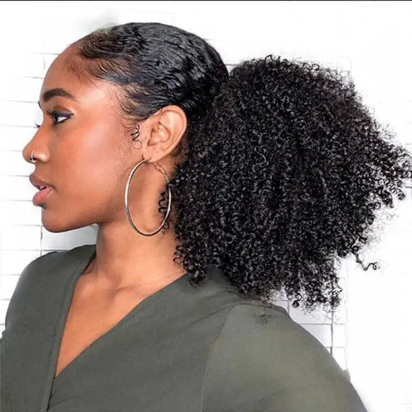 Color: 1B/30HL - Afro Puff kinky curly Drawstring Ponytail Bun Extension for Black Women Synthetic  F640-12000039978057120