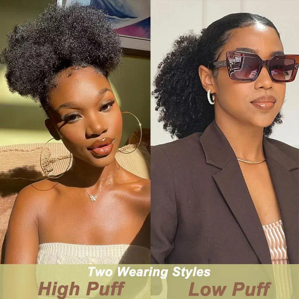 Color: 1B/30HL - Afro Puff kinky curly Drawstring Ponytail Bun Extension for Black Women Synthetic  F640-12000039978057120