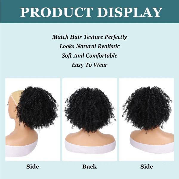 Color: 1B/30HL - Afro Puff kinky curly Drawstring Ponytail Bun Extension for Black Women Synthetic  F640-12000039978057120