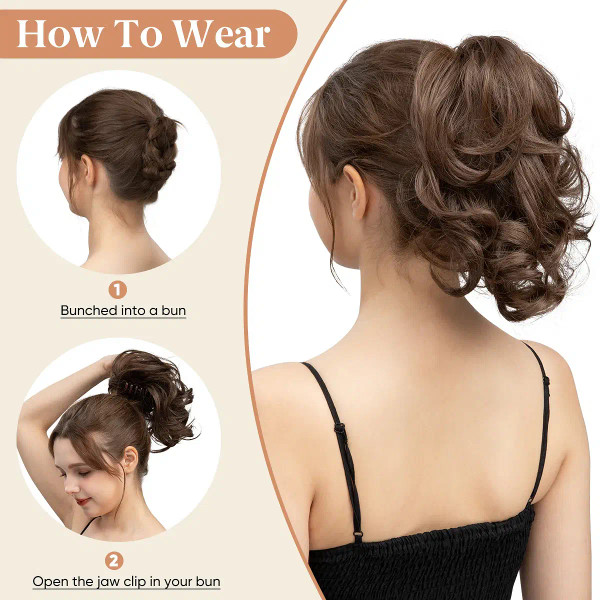 Color: P18/22 - SARLA One Piece Premium Synthetic Diy Claw Clip In Ponytail Extensions Natural Hair F640-12000040398994961