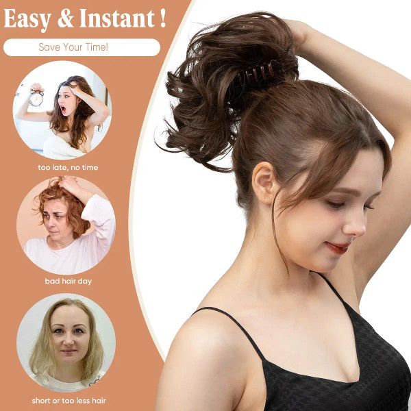 Color: P18/22 - SARLA One Piece Premium Synthetic Diy Claw Clip In Ponytail Extensions Natural Hair F640-12000040398994961