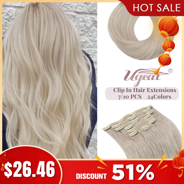 Color: T400/Burg, Length: 24 Inches, Weight Per Package: 120g/Set - [16 Colors] Ugeat Clip in Hair  F640-12000019664933053