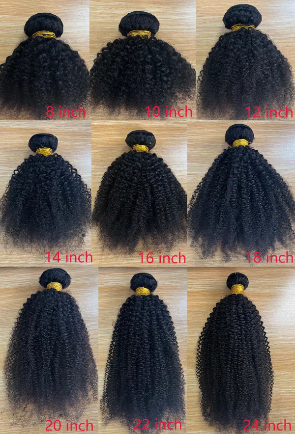 Color: Natural Color, Stretched Length: 12 14 16 - Afro Kinky Curly Bundles Brazilian 1/3 Afro Kink F640-12000041560644189