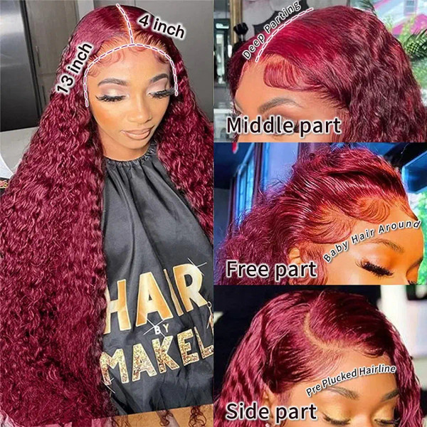 Color: T1B/613, Ships From: CHINA, Stretched Length: 34inches, Density: 180% - Red Curly Wigs 99J B F640-12000044764715625