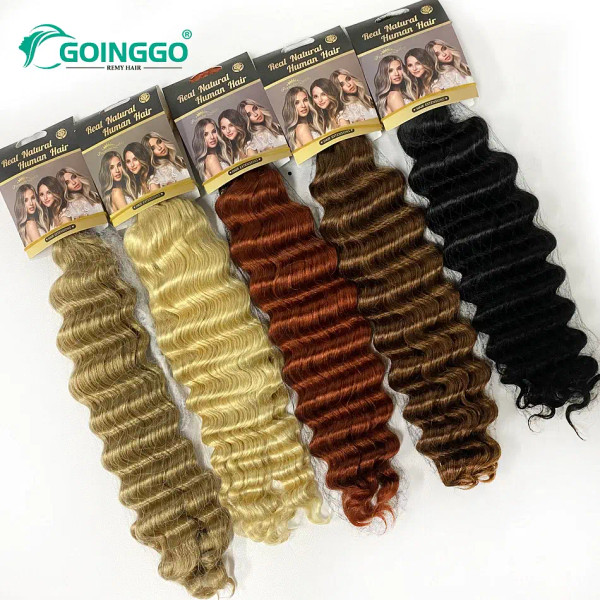 Color: 1B/27HL, Stretched Length: 18inches - Pre-Colored Brazilian Deep Wave Bulk Human Hair No Wef F640-12000032949651413