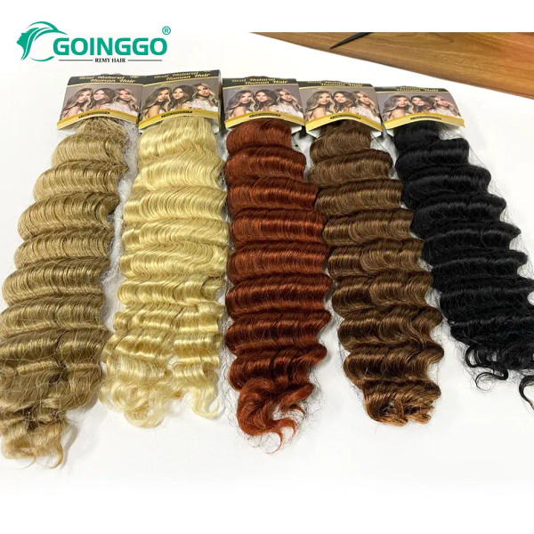 Color: 1B/27HL, Stretched Length: 18inches - Pre-Colored Brazilian Deep Wave Bulk Human Hair No Wef F640-12000032949651413