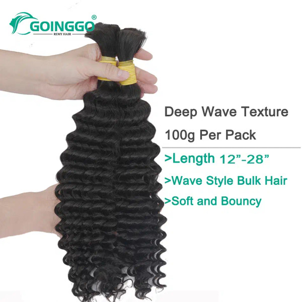 Color: 1B/27HL, Stretched Length: 18inches - Pre-Colored Brazilian Deep Wave Bulk Human Hair No Wef F640-12000032949651413