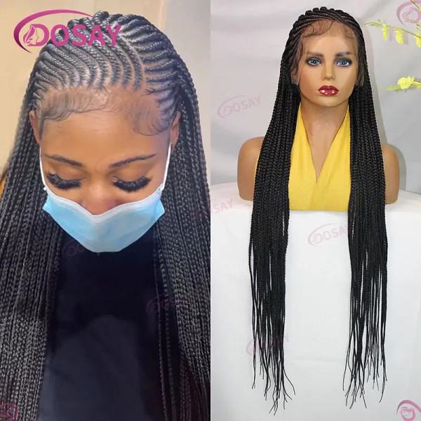 Color: #1, Ships From: CHINA, Wig Length: 36inches - 36" Cornrow Braids Hair Wig Synthetic Braided  F640-12000044392585520
