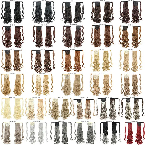 Color: 4/27HL - LINWAN Synthetic Long Straight Wrap Around Clip In Ponytail Hair Extension Heat Rei F640-12000034466271104