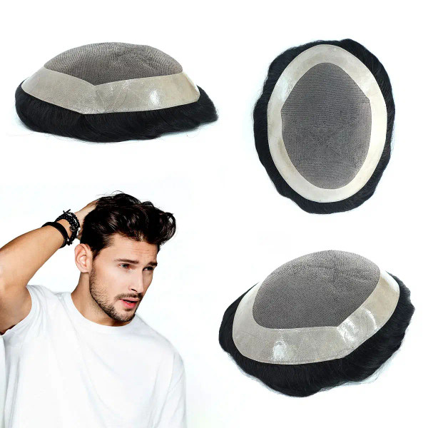 Toupee Color: 1b#, Toupee Density: 130%, Length: 8 inches, Ships From: CN, Toupee Size: 6x8, Toupee F640-12000035285633237