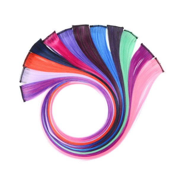 Color: #35, Stretched Length: 22inches - Synthetic Clip-in Hair Extensions 22" Long Colorful Straig F640-12000016239302643