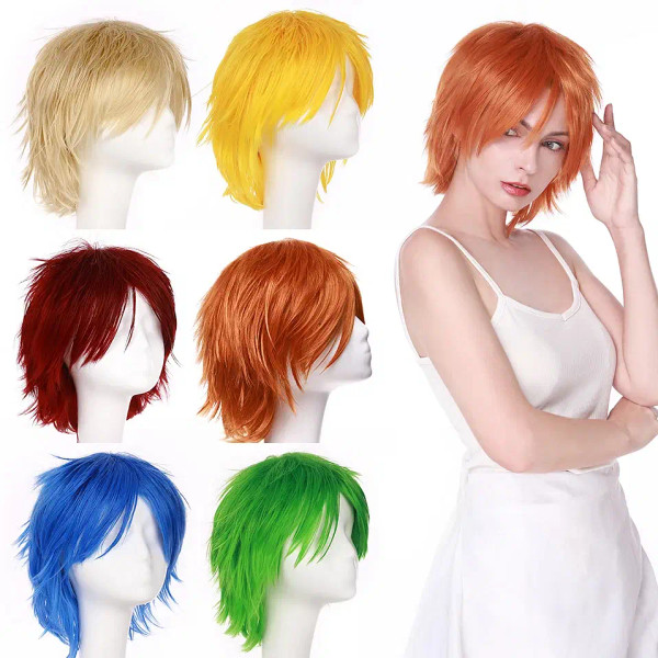 Color: Multi Color, Ships From: CHINA, Stretched Length: 8inches - S-noilite Synthetic Short Wig Bl F640-64619056268