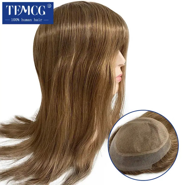 Toupee Color: 30R#, Toupee Size: 8x10, Length: 18 inches - Customized Women Topper Silk Base With P F640-12000036250895818