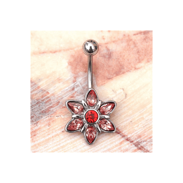 316L Stainless Steel Pink Flower Navel Ring Belly Ring T575-S0671357422