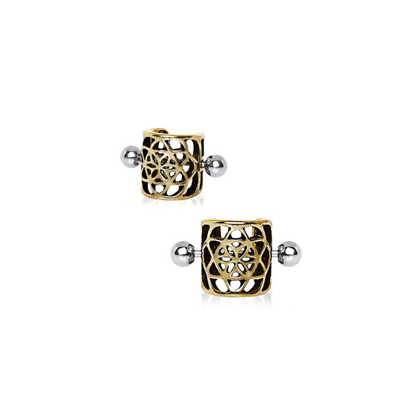 Antique Gold Flower Pentagram Cartilage Ear Cuff T575-S0671357548