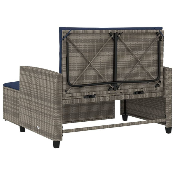 Patio Sofa with Cushions 2-Seater Gray Poly Rattan A949-365138