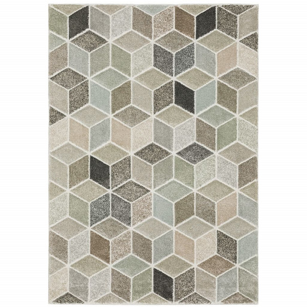 5' X 8' Black And Gray Geometric Power Loom Area Rug N270-508464