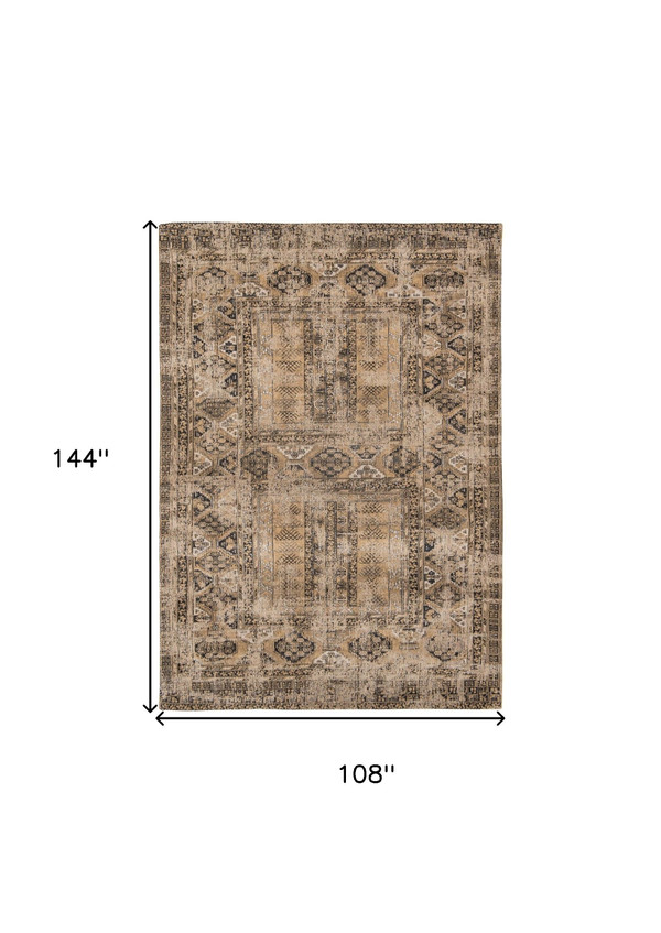 9' X 13' Brown Oriental Non Skid Area Rug N270-548513