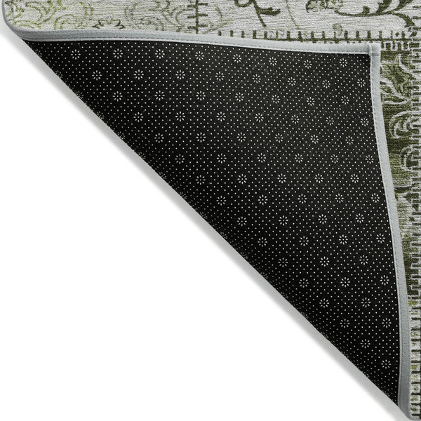 9' X 12' Green Patchwork Washable Non Skid Indoor Outdoor Area Rug N270-563563