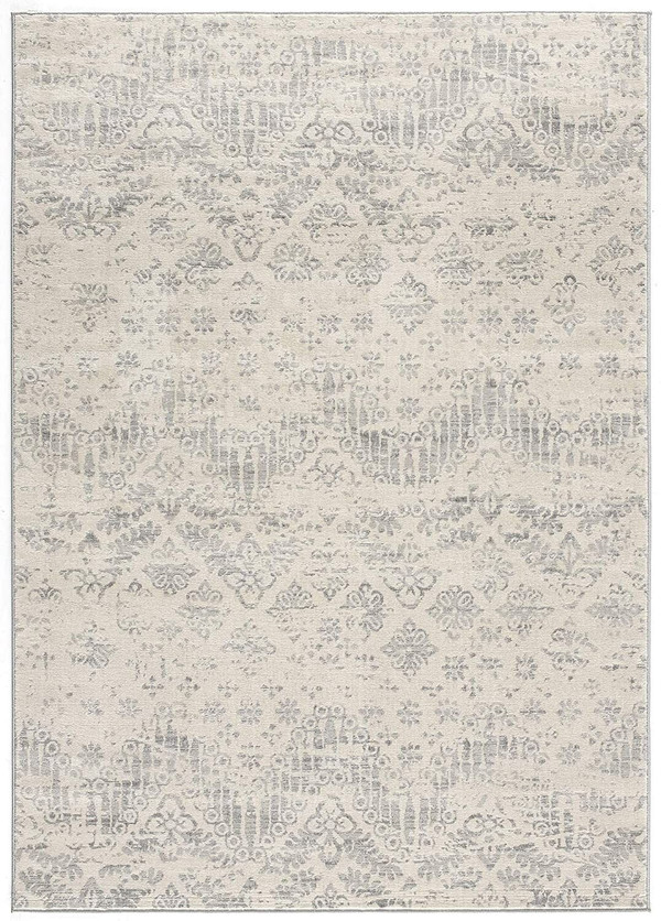 2' X 3' Ivory Distressed Ikat Pattern Scatter Rug N270-390218