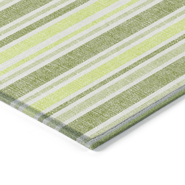 5' X 8' Green and Yellow Striped Washable Non Skid Indoor Outdoor Area Rug N270-561153