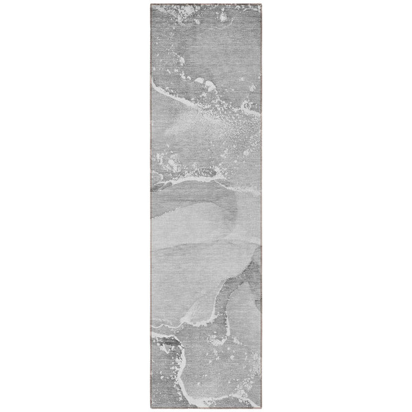 2' X 8' Gray Abstract Washable Indoor Outdoor Runner Rug N270-560257