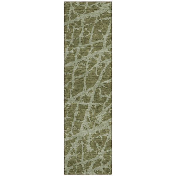 8' Runner Green Abstract Washable Non Skid Indoor Outdoor Runner Rug N270-559641