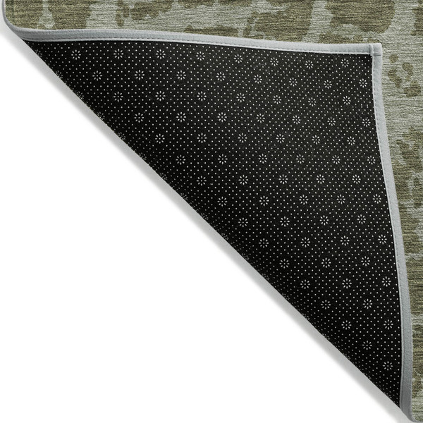 8' Runner Green Abstract Washable Non Skid Indoor Outdoor Runner Rug N270-559641