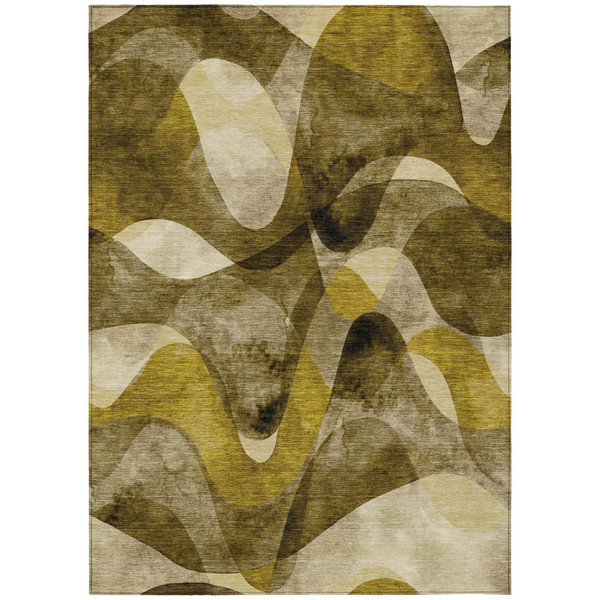 8' X 10' Coffee Abstract Washable Non Skid Indoor Outdoor Area Rug N270-561585