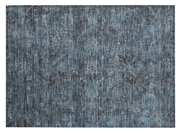 2' X 3' Navy and Black Oriental Washable Non Skid Indoor Outdoor Area Rug N270-563826